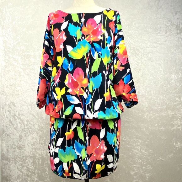 Anne Cole Swim Cover Up Size S/M Kangaroo Pouch Caftan Beach Stretch - Picture 1 of 14